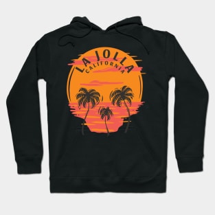 La Jolla California Sunset Skull and Palm Trees Hoodie